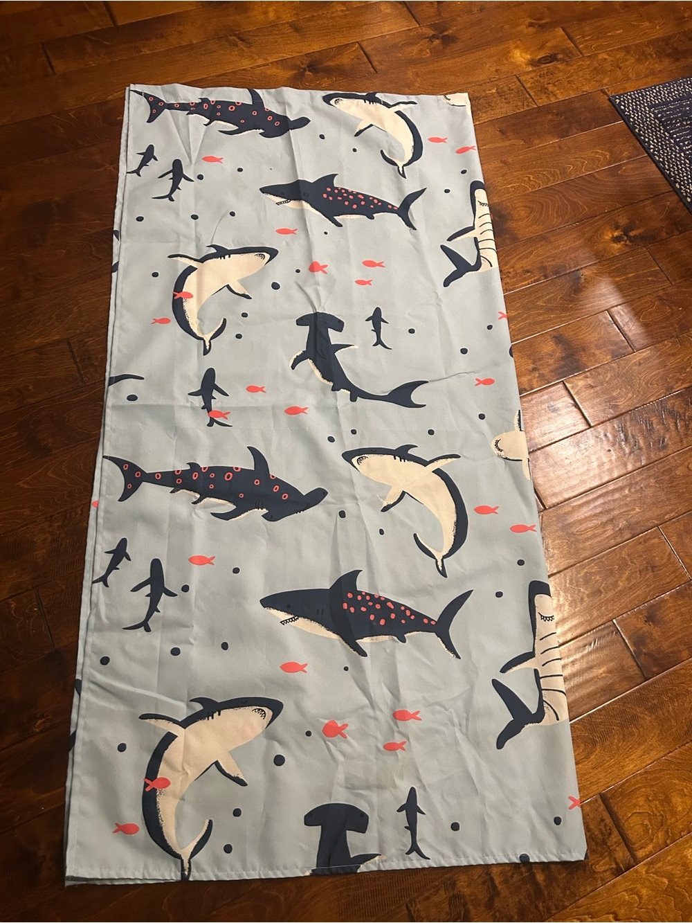 Light Blue Shark Shower Curtain - Fun Ocean Design